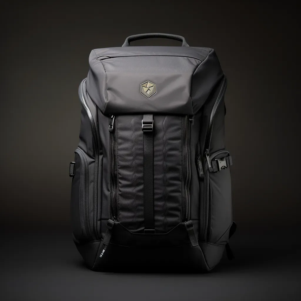 Travel bag being measured in a metal airline sizer frame with compression straps tightened and handles hanging